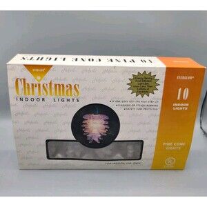 Vintage Christmas Pinecone Light Set 10 Bulbs Frosted Snowlike Tested Working